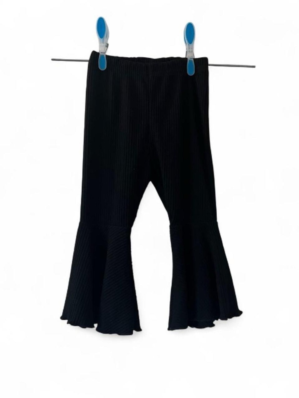 12-18M Girls Black Ribbed Knit Flared Leggings Baby Girl Pants